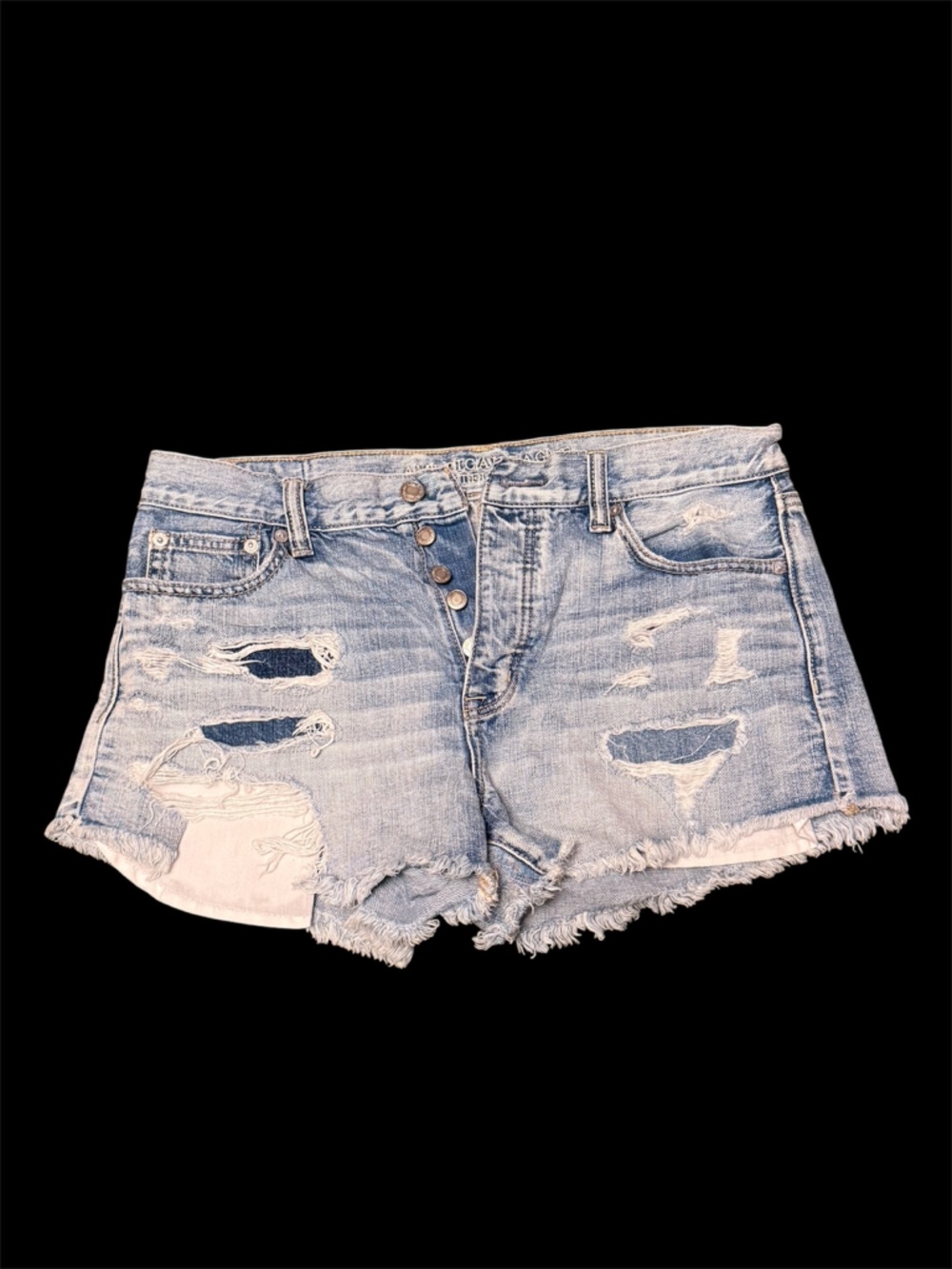 American Eagle Outfitters Light Blue Distressed Denim Shorts